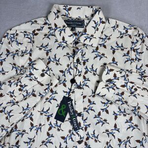 Paisley & Gray Shirt Mens Medium Beige Duck Hunting Geese Slim Fit NWT Geometric